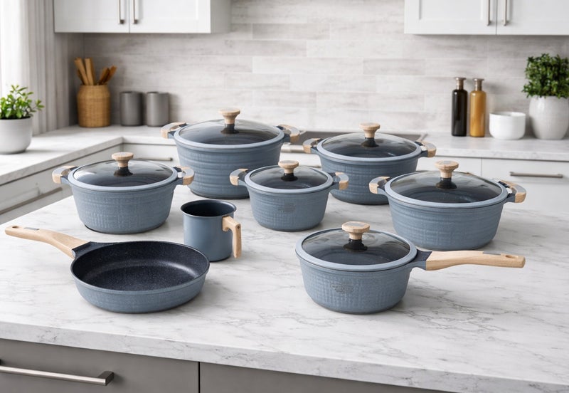 جروب تايجر طقم جرانيت 14 ق مستورد غطاء بيركس 4 حله +سوسيس+ كزلوله بالغطاء+لبانه+مقلايه - Image 1