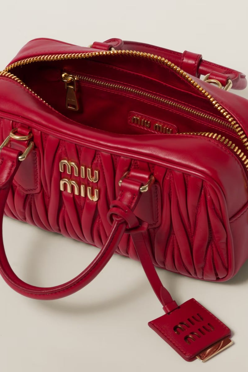 Miu Miu Small Arcadie Top Handle Bag in Matelassé Nappa Leather Crossbody Shoulder Zip Closure - Image 4