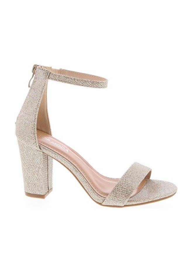 TOP MODA Hannah-1 Ankle Strap Dressy High Heel Sandal, Non-slip Sole, For Wedding, Party, Prom, Evening Wear, or Any Occasion, Sleek Style Block Heel Sandals, Champagne, 7 - Image 1