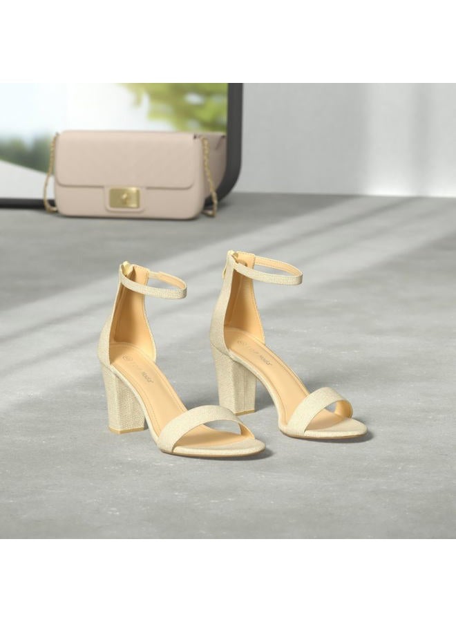 TOP MODA Hannah-1 Ankle Strap Dressy High Heel Sandal, Non-slip Sole, For Wedding, Party, Prom, Evening Wear, or Any Occasion, Sleek Style Block Heel Sandals, Champagne, 7 - Image 2