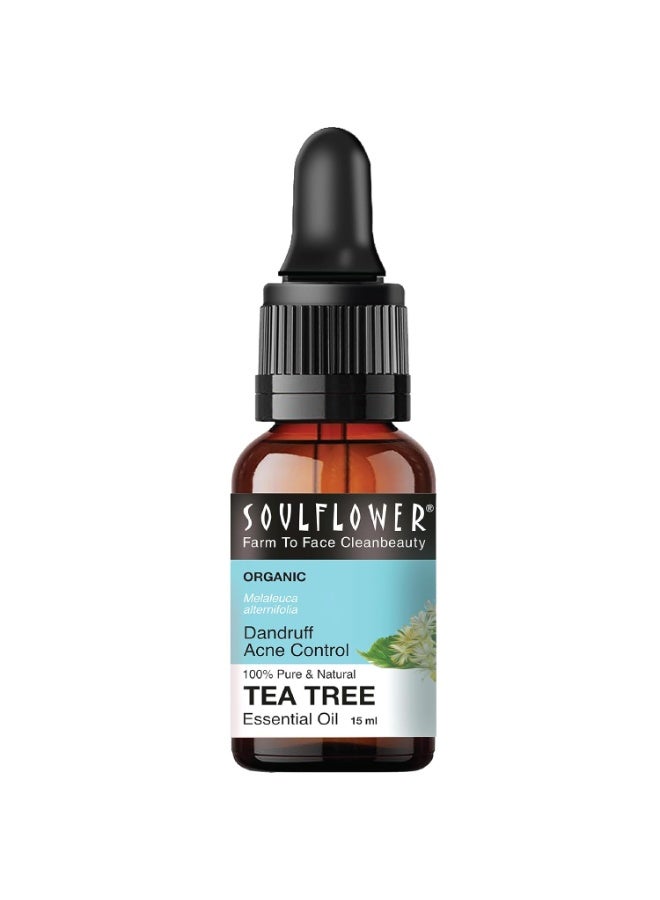 سول فلاور زيت شجرة الشاي العطري من "سول فلاور" (Soulflower) للبشرة والشعر والوجه، وعلاج حب الشباب والقشرة | عضوي معتمد من "إيكوسيرت" (Ecocert)، نقي وطبيعي 100%، غير مخفف، وبجودة علاجية | 15 مل - - Image 1