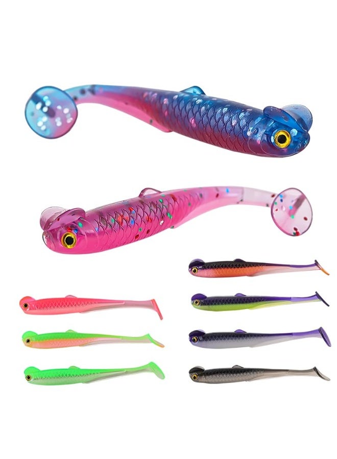 20pcs Fishing Bait Set, Soft Bait,  Clamp Head, Multi-Color Worm And Paddle Shaped Tail, Suitable For Sea Bass And Trout (Multicolor) - Image 1