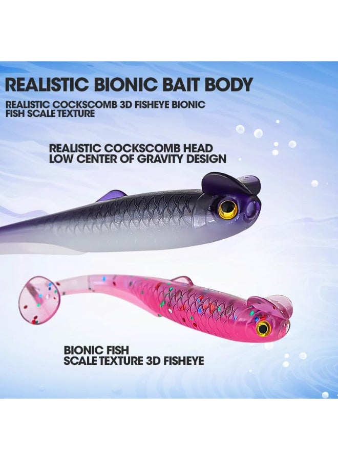 20pcs Fishing Bait Set, Soft Bait,  Clamp Head, Multi-Color Worm And Paddle Shaped Tail, Suitable For Sea Bass And Trout (Multicolor) - Image 2