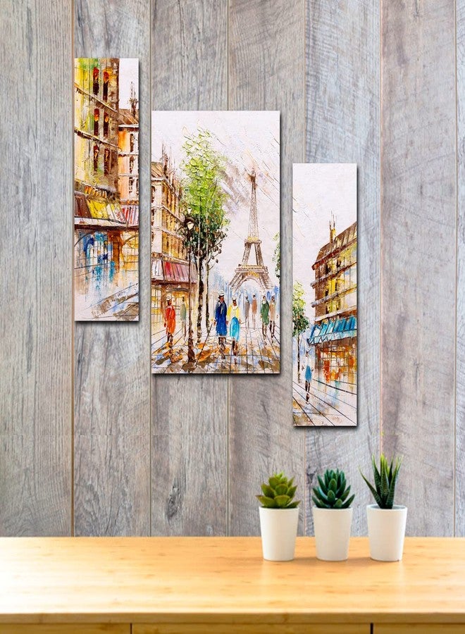pnf Poster And Frames Eiffel Tower Love Couple Landscape Scenery MDF Panel | For Living Room | Home Decoration Item | Best Gifting Option | Set Of 3 (MDF,Multicolour,18x12inch) -1654 - Image 3