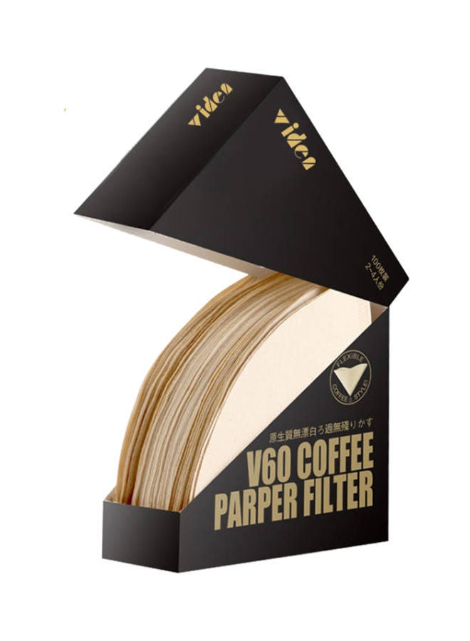 Viden 100 قطعة من ورق فلتر القهوة غير المبيض للاستخدام مرة واحدة، بيج، 13.4 × 10.2 سم - Image 1