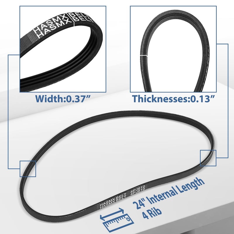 HASMX Drive Belt Replacement Belt for Rikon Band Saw Models 10-320, 10-321, 10-325, RK14CS Replaces Part Numbers C10-995, P10-320-87, 24" Internal Length Band Saw Drive Belt, 4 Rib, Black (1-Pack) - Image 5