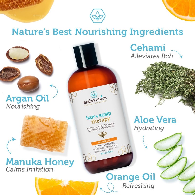 Era Organics Era Organics Manuka Honey Dry Scalp Shampoo - Soothing and Moisturizing Shampoo for Dry Scalp and Damaged Hair - Family Friendly Sulfate Free Shampoo Treatment for Sensitive Skin - Image 2