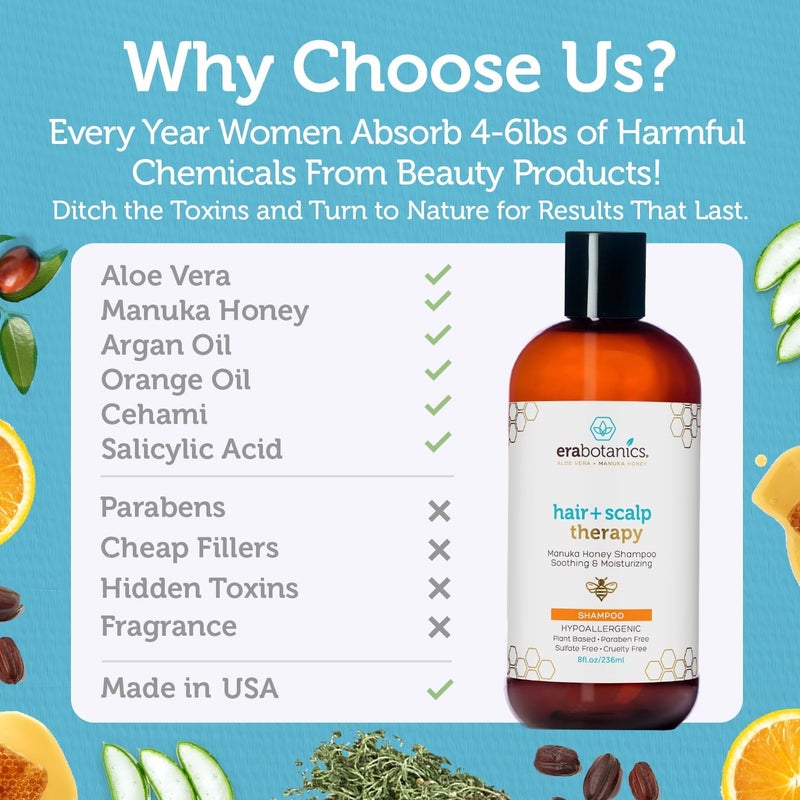Era Organics Era Organics Manuka Honey Dry Scalp Shampoo - Soothing and Moisturizing Shampoo for Dry Scalp and Damaged Hair - Family Friendly Sulfate Free Shampoo Treatment for Sensitive Skin - Image 4