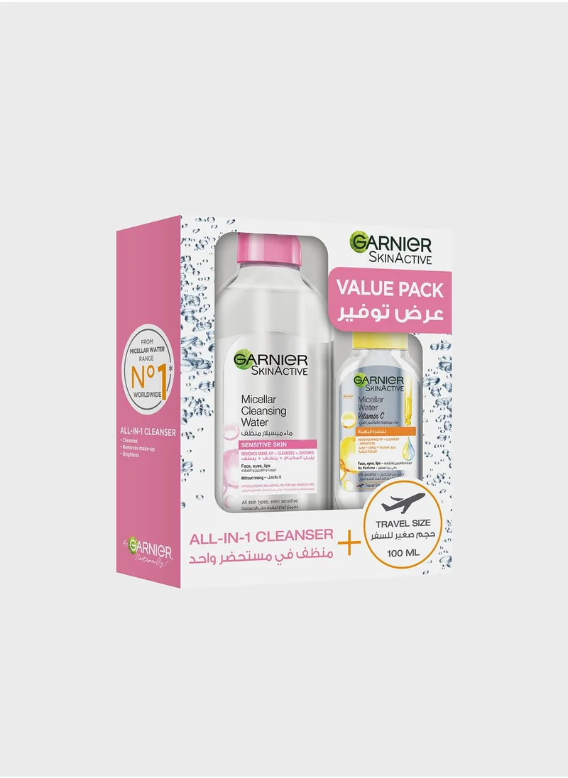 Garnier Micellar Water Classic 400ML+Micellar Water Classic 100ML Free, Savings 31%