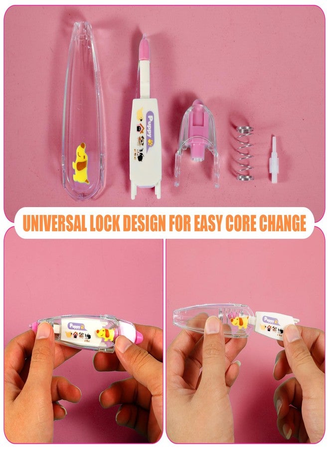 PEUTIER 12pcs Animal Press Type Decorative Pen, 12 Styles Cartoon White Out Pocket Tape, Cute Lace Correction Tape Roller for DIY Craft Diary Scrapbooking Class Rewards - Image 4