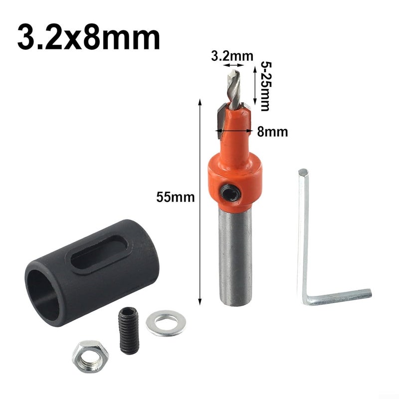 مثقاب قابل للتعديل وقطعة حفر مخروطية لوضع رأس البرغي بدقة 3 2x8 - Image 3