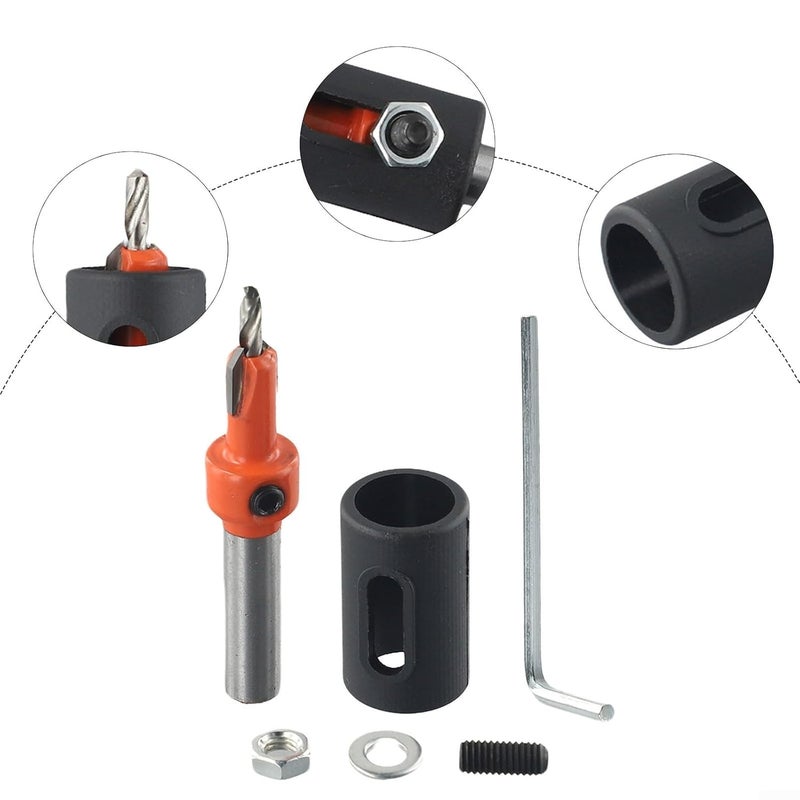 مثقاب قابل للتعديل وقطعة حفر مخروطية لوضع رأس البرغي بدقة 3 2x8 - Image 4