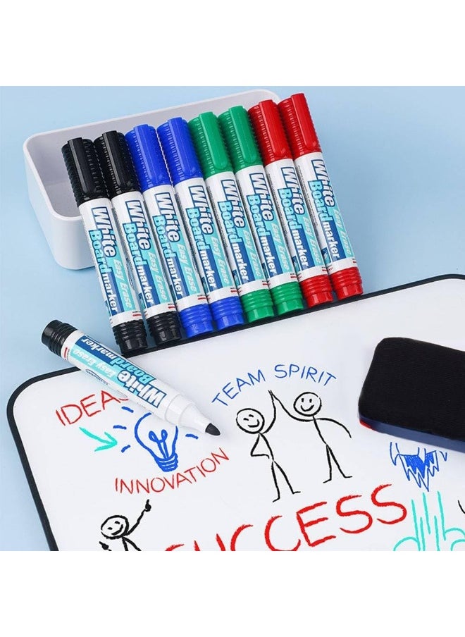 MOMENT - MOMENT White Board Markers Pens Set with Duster Cleaner Eraser 4 Colours - Image 1