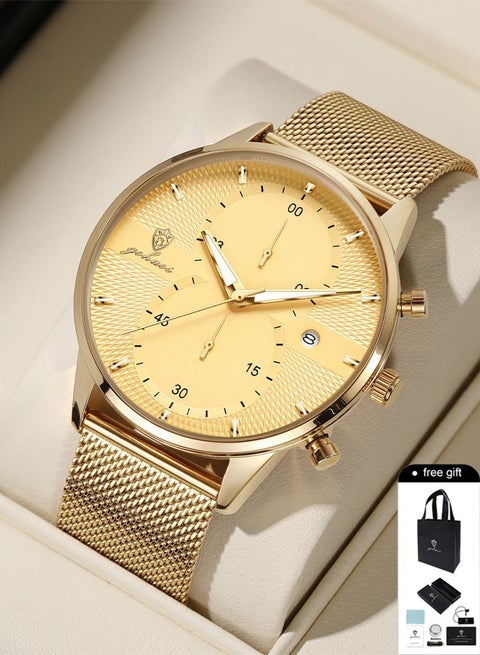 Men Watches Top Brand Luxury Stainless Steel Band Waterproof Date Clock Male Strap Casual Quartz Analog Sports Wrist Watch Men - 43mm - Eid Ramadan Gifts