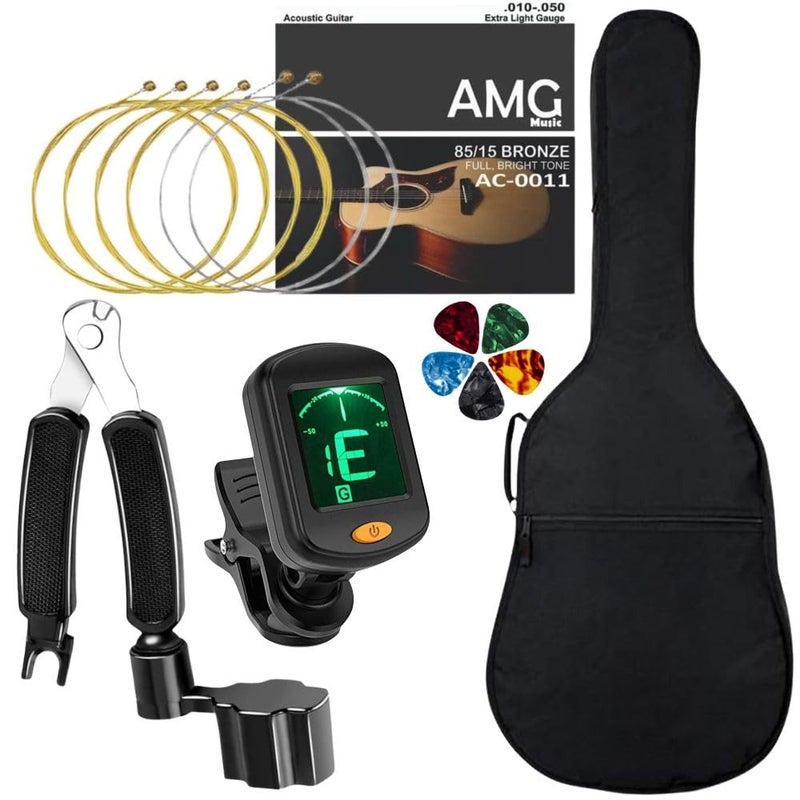 Mocking Bird Acoustic Guitar Kit for 38"–41"Guitars – Waterproof guitar Bag, Steel Strings, 3-in-1 Tool winder , Professional One-Hand Capo– Universal Fit for Acoustic, Electric Guitar, Ukulele, Banjo - Image 1