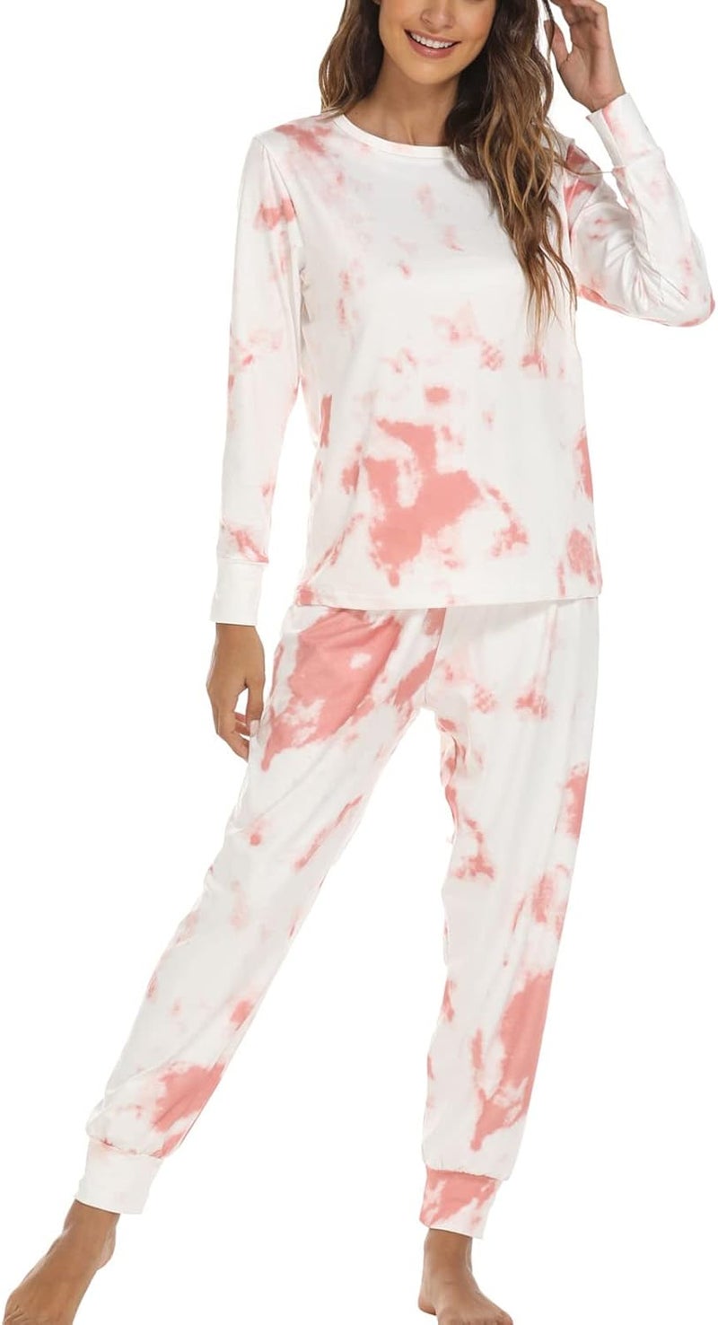 klarako Women Long Sleeve Pajama Set 2 Piece Sleepwear Top and Long Pants Tie Dye Print Loose Nightwear Negligee Loungewear Pj Set - Image 1