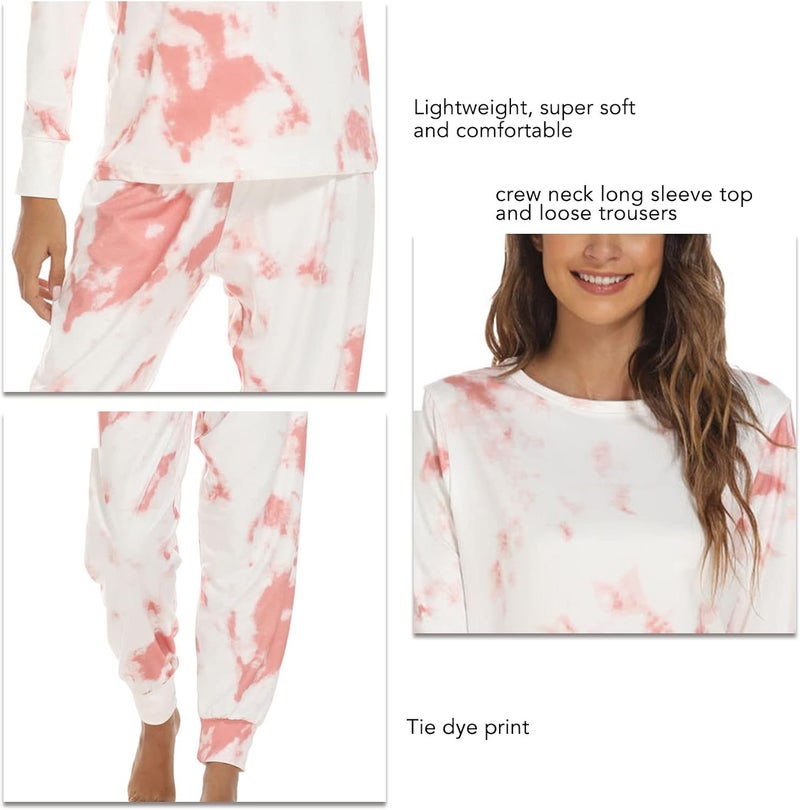 klarako Women Long Sleeve Pajama Set 2 Piece Sleepwear Top and Long Pants Tie Dye Print Loose Nightwear Negligee Loungewear Pj Set - Image 2