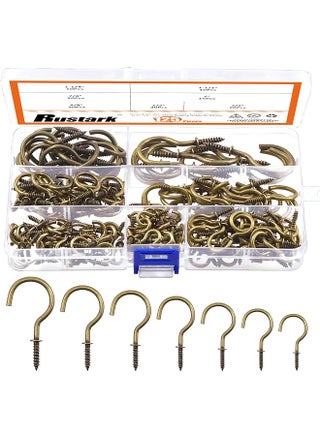 Rustark 125Pcs Bronze Screw-in Cup Hooks Kit, 7 Sizes Ceiling Small Hooks for Hanging Outdoor or Indoor Use (1/2” 5/8” 3/4” 7/8” 1" 1-1/4” 1-1/2”)(Bronze) - pzsku/ZBF7B7A53BEE420644A77Z/45/1743196446/2ef06b4e-3130-4ceb-b5f2-307164f07546