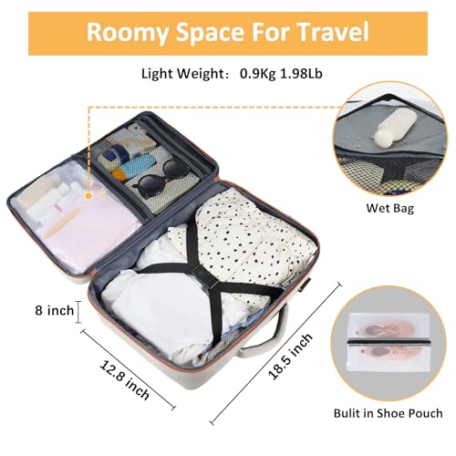 Taygeer Backpack for Women, College Backpack with Laptop Compartment & Shoe Pouch, 40l Travel Laptop Mochila Carry On Luggage, Airline Approved Personal Item Bag for Weekender Gym Hiking, Khaki White - Image 4