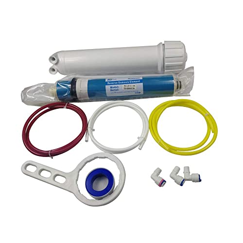 Huining Reverse Osmosis Membrane 100GPD-1812/2012 RO Membrane Housing Kit with 1/4 Quick Connector,Check Valve,Water Pipe,Wrench Whole Set for Residential Household Hospital Water Filtration System - Image 1