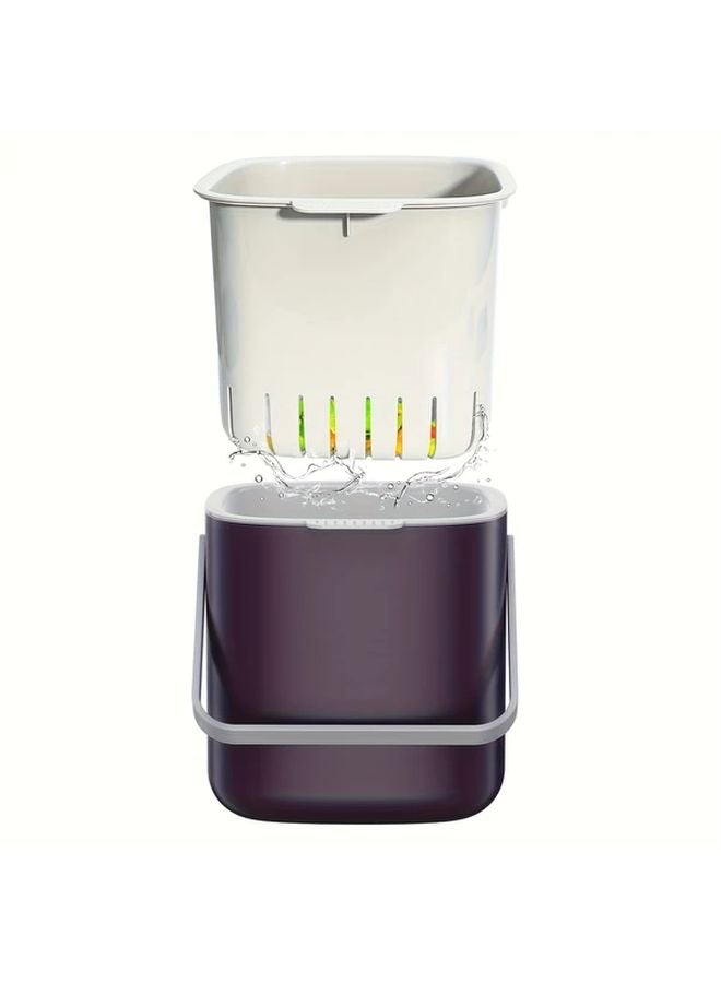 Blue Kitchen Compost Bin With Removable Lid Easy Clean Odor Resistant Countertop - Image 3