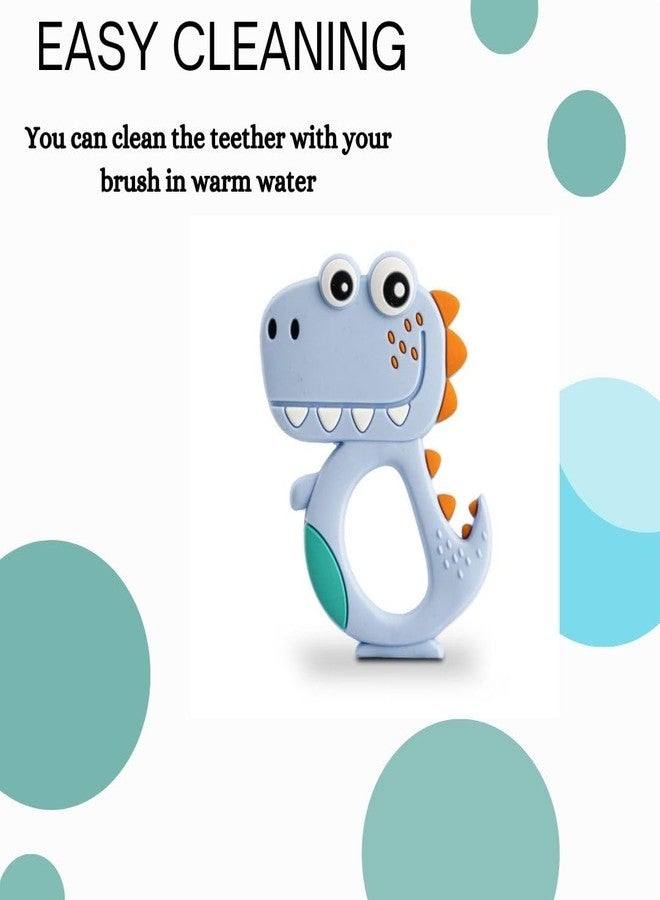 CHEVALIER Soft Silicone Rubber Teether for Baby | Teething Toys for Babies Silicone teether for 6 to 12 Months | 3-6 Months, Dinosaur SkyBlue - Image 3