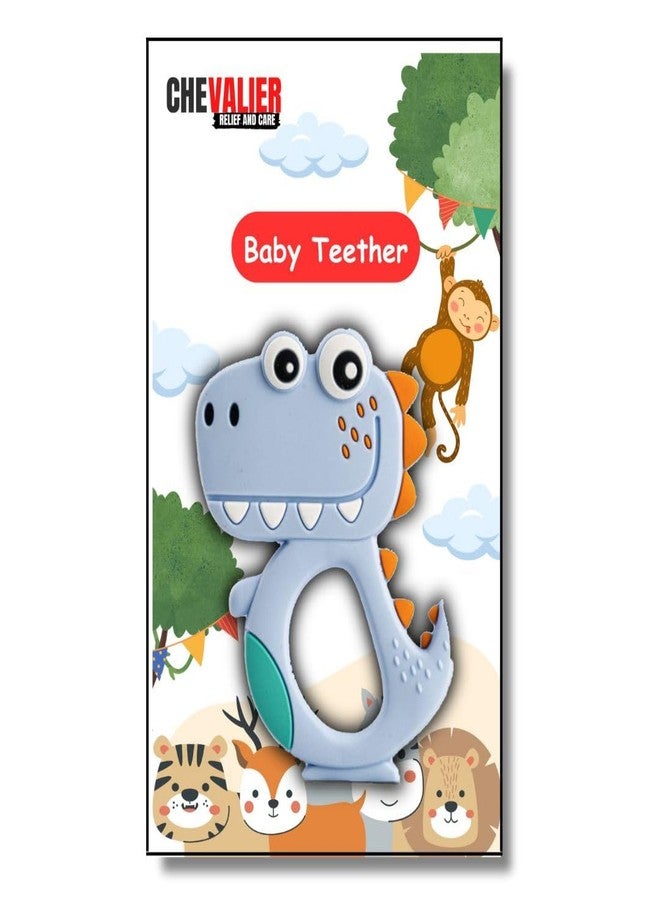 CHEVALIER Soft Silicone Rubber Teether for Baby | Teething Toys for Babies Silicone teether for 6 to 12 Months | 3-6 Months, Dinosaur SkyBlue - Image 1