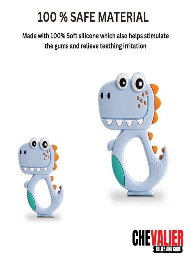 CHEVALIER Soft Silicone Rubber Teether for Baby | Teething Toys for Babies Silicone teether for 6 to 12 Months | 3-6 Months, Dinosaur SkyBlue - Image 4