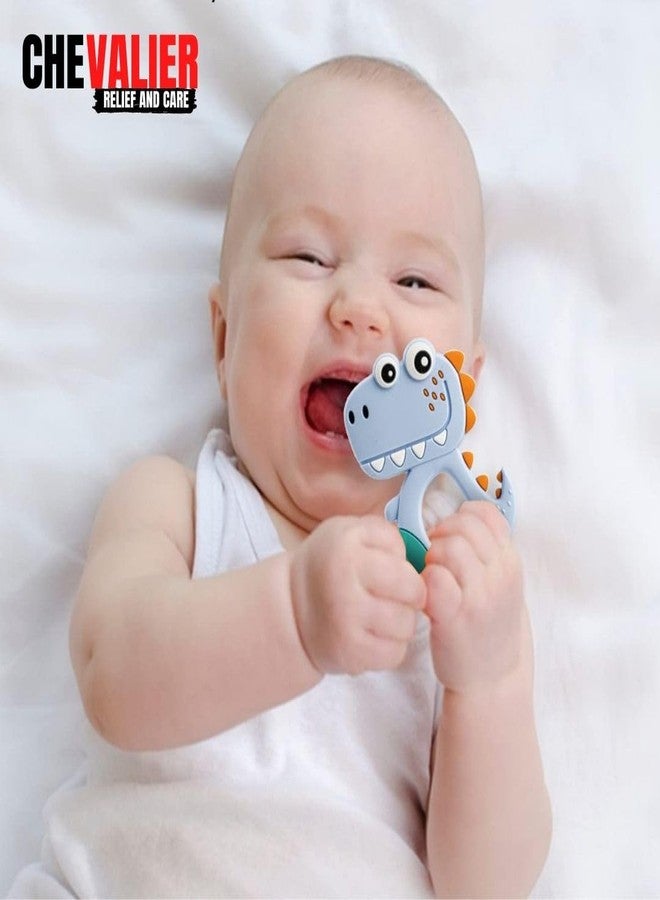 CHEVALIER Soft Silicone Rubber Teether for Baby | Teething Toys for Babies Silicone teether for 6 to 12 Months | 3-6 Months, Dinosaur SkyBlue - Image 5