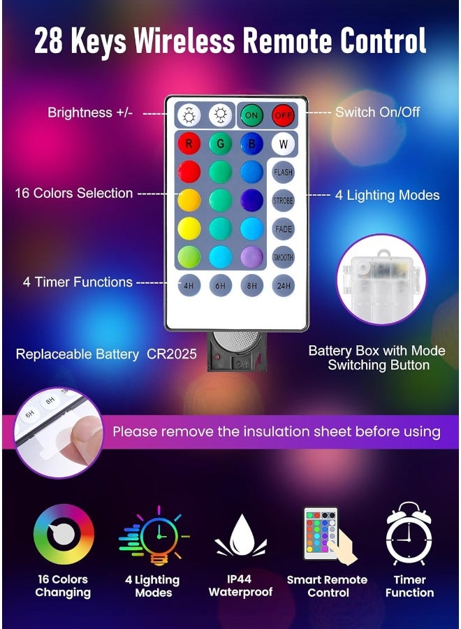 MineTom Fairy Lights Battery Operated, 33 Feet 100 Leds Color Changing Twinkle Lights With Remote And Lighting Modes Waterproof 3Aa Battery Case String Lights For Bedroom Wedding Party  - Image 3
