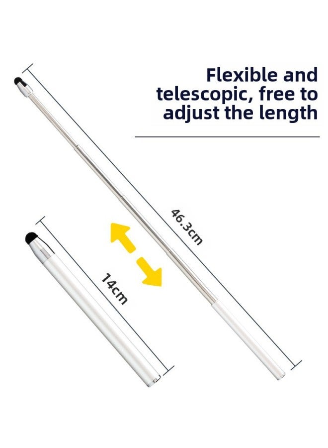 Teaching Teaching Retractable Touch Screen Touch Pen Electronic Whiteboard Teaching Whip Pen Net Class Finger Reading Stick Learning Machine Capacitance Pen-Color:Telescopic [large Screen Constant Touch] [universal] Flocked Hair Tip Teaching Touch Screen Pen Silver  - Image 5