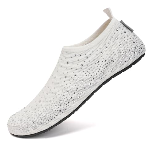 WateLves Womens Barefoot Water Shoes Travel House Slippers for Indoor and Outdoor Aqua Socks for Beach Swim Surf Yoga Dancing Camping Must Haves DiamondWhite 3839 - Image 3