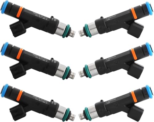 Pjvmvo 53032701AA OE 3.7L Fuel Injectors,Compatible with/Jeep Liberty Grand Cherokee,Compatible with/Dodge 3.7 Nitro Durango,Compatible with/Ram 1500 2005 2006 2007 2008 2009 2010 2011 |4 Holes| |Set of 6| - Image 1