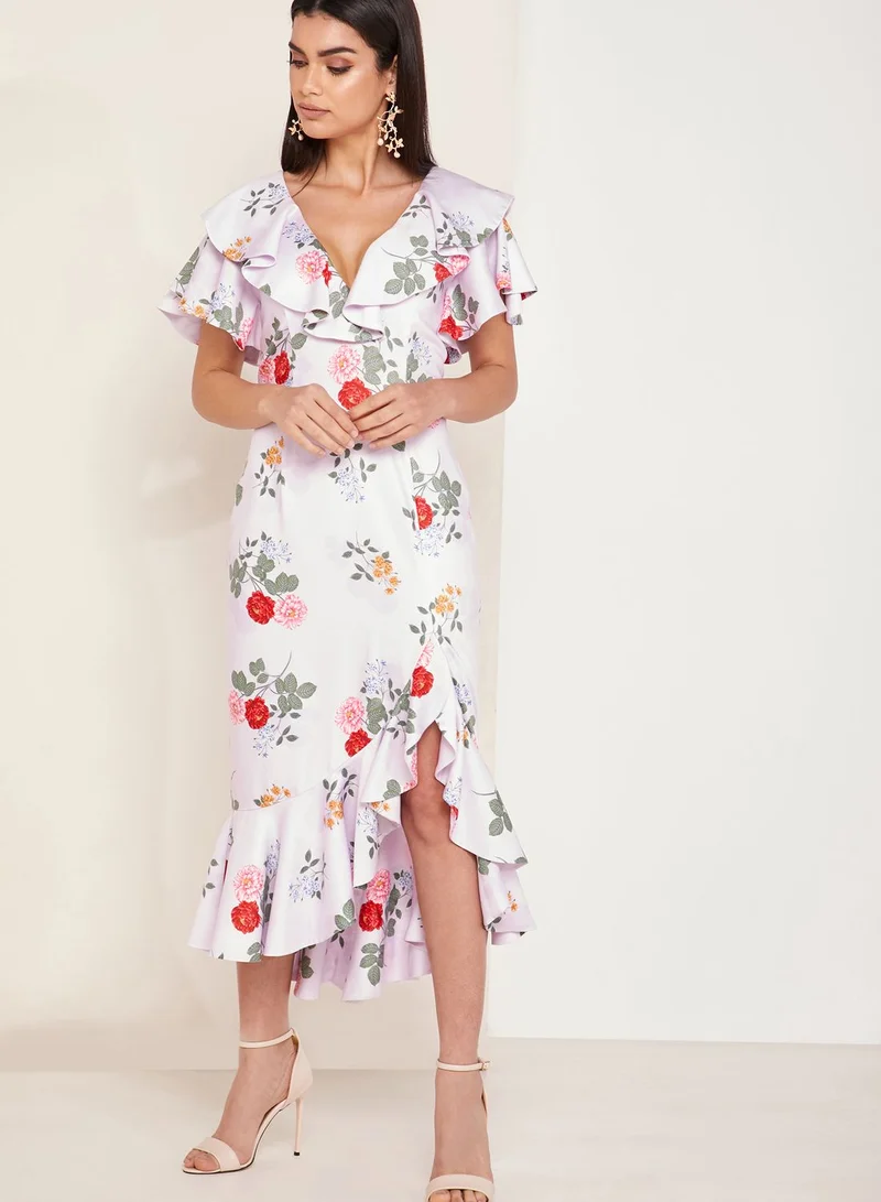 Keepsake Pretty One Floral Print Ruffle Detail Dress