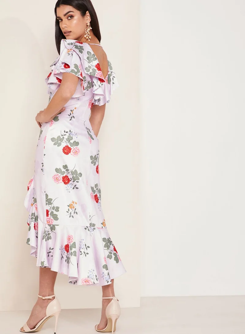Keepsake Pretty One Floral Print Ruffle Detail Dress