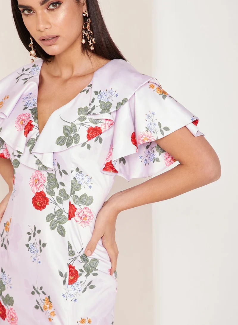 Keepsake Pretty One Floral Print Ruffle Detail Dress