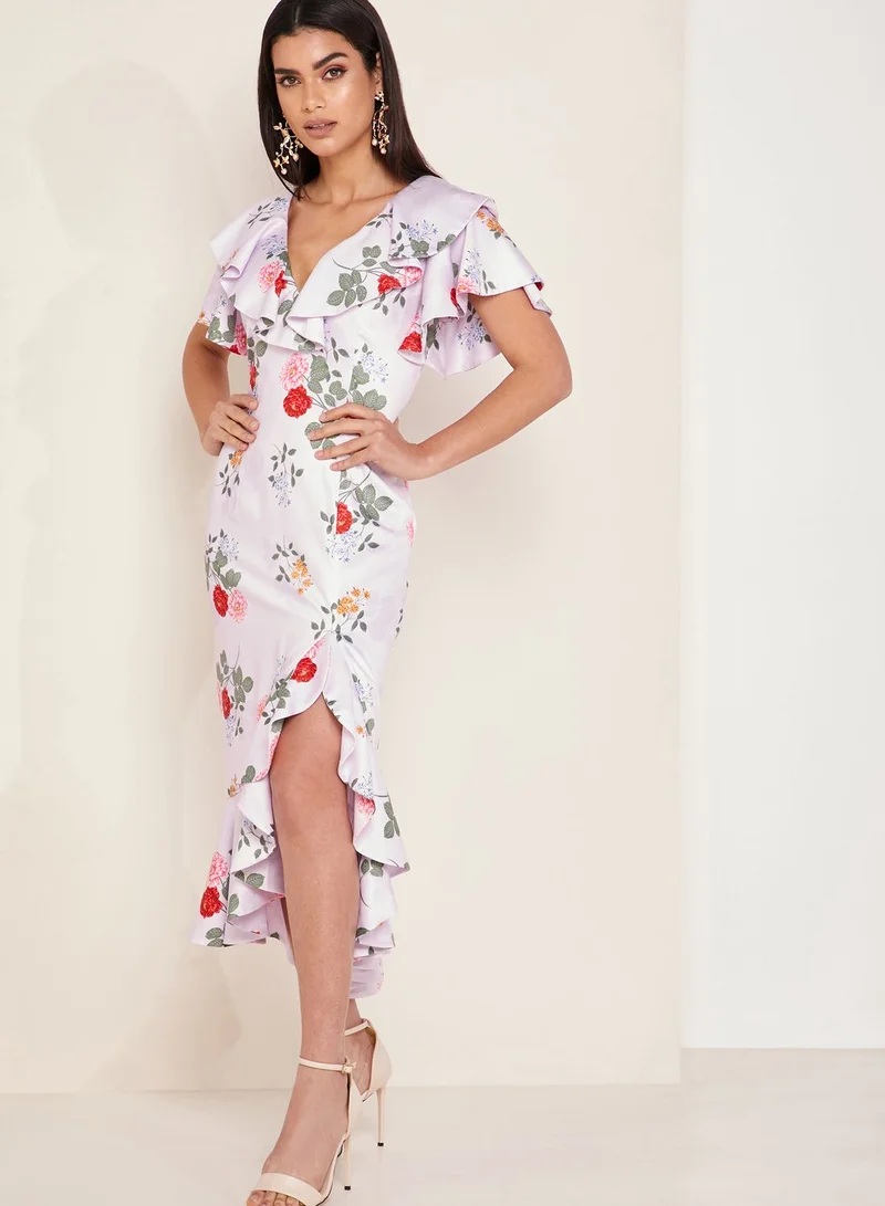 Keepsake Pretty One Floral Print Ruffle Detail Dress