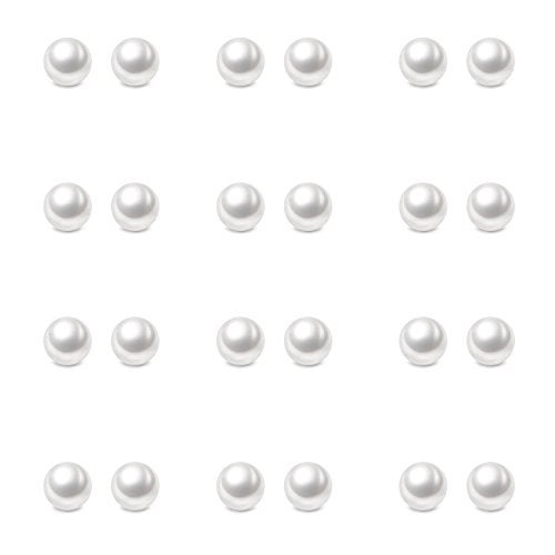 Charisma 5mm Composite Pearl Stud Earrings Round Ball Pearls Hypoallergenic 12 Pairs Imitation Pearl Earrings Set for Women - Image 1