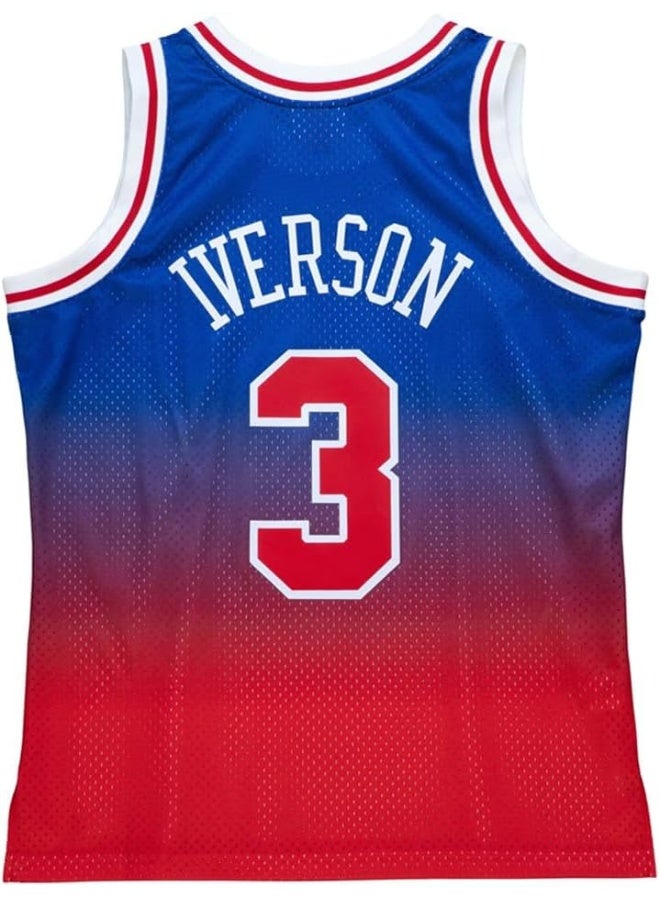 Mitchell & Ness Mens Fadeaway Swingman Crew Neck Athletic Tank Ph Jersey 1996-97 Basketball Athletic - Blue, Red - Image 4