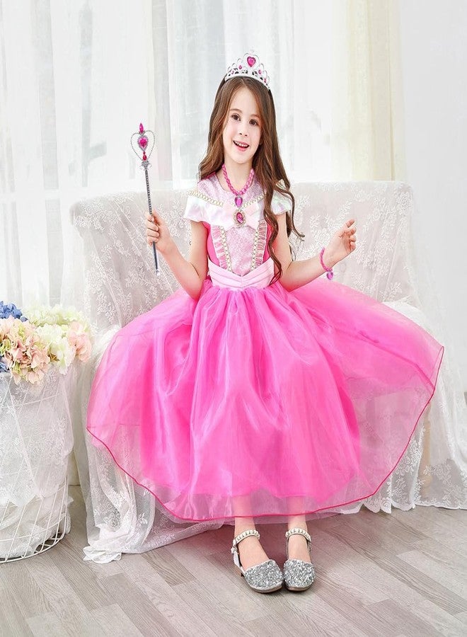 Yosbabe Princess Aurora Costume Dress up Accessories for Girls Aurora Gloves Tiara Crown Necklace Wand Earrings Bracelet Ring Princess Halloween Cosplay Accessories Christmas Gifts Set - Image 3