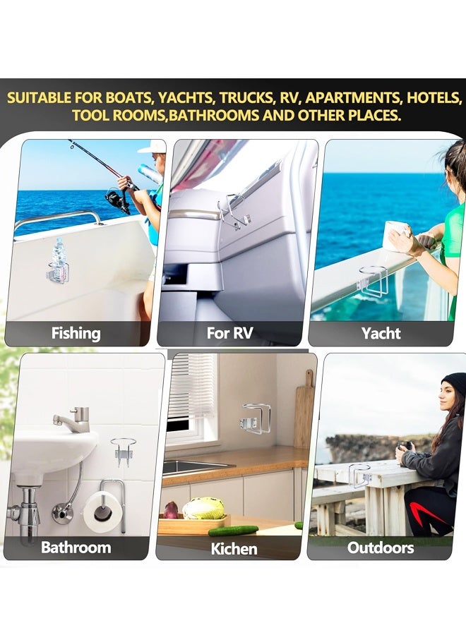 حامل أكواب القارب، حامل أكواب عالمي من الفولاذ المقاوم للصدأ، مناسب للقوارب والشاحنات والمركبات الترفيهية والجرار والأرجوحة الخشبية الخارجية - Image 5