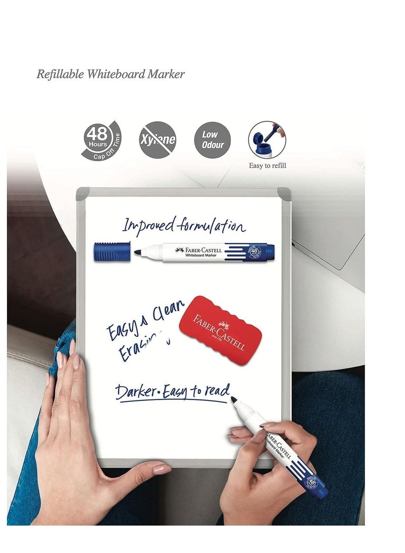 فابير كاستل فابير كاستيل قلم ماركر للسبورة البيضاء بطرف دائري من جريب، 10 قطع، أزرق - Image 2