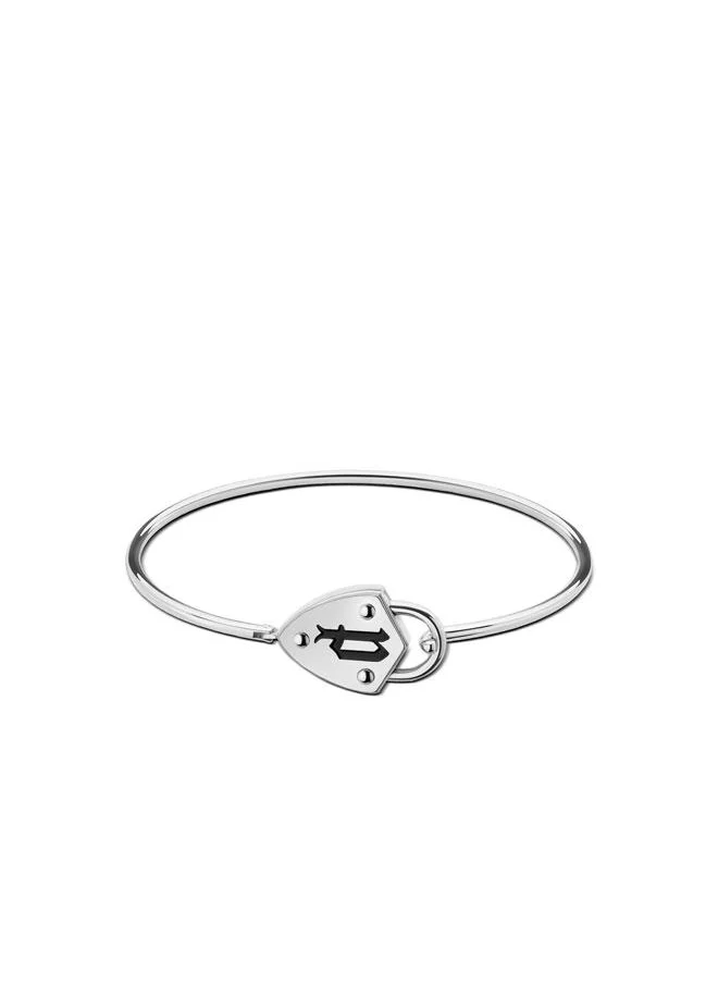 POLICE Cambria Silver Padlock Charm Bangle for Women's
