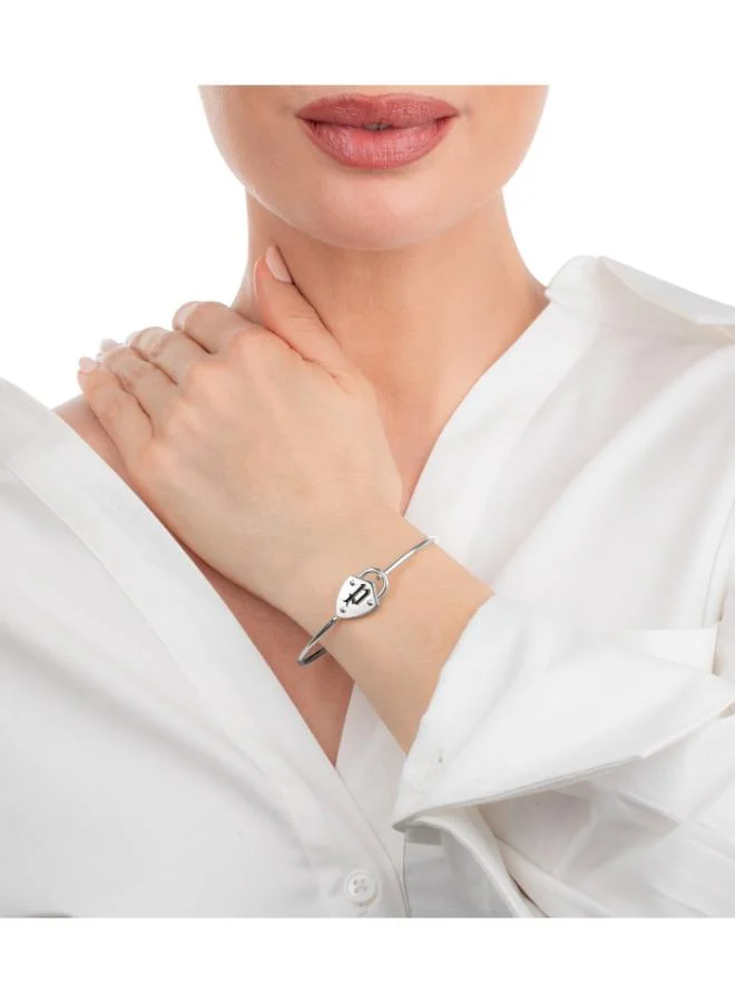 Police Cambria Silver Padlock Charm Bangle for Women