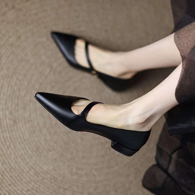 Dropshopping New Product 2022 Thick Heeled 31-43 Size Buckle Flat Heeled Fashion Single Shoes - Image 3