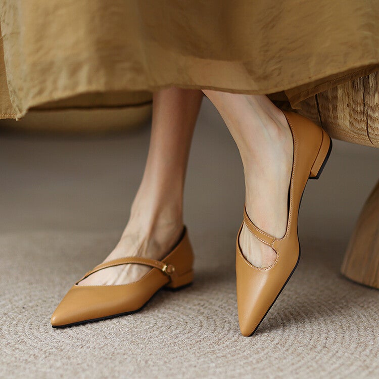 Dropshopping New Product 2022 Thick Heeled 31-43 Size Buckle Flat Heeled Fashion Single Shoes - Image 5