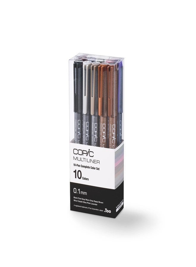Copic Multiliner Set, 10-Pen Complete Color Set - 0.1mm - Image 1