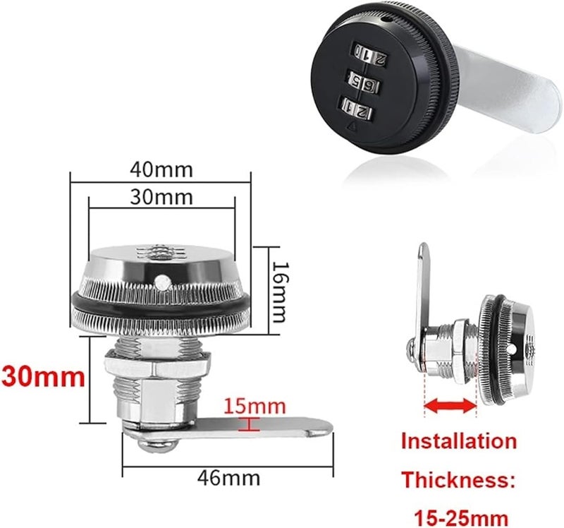 Combination Cam Cabinet Lock Black 3 Digital Password for Storage Box Gym Case Jewelry Box Locker - Image 3