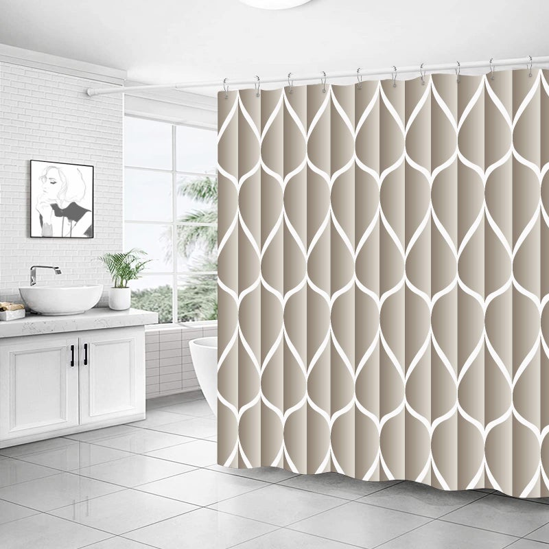 Gelbchu Cream 72 x 72 Inch Shower Curtain  Waterproof Design and Polyester  Quick-Drying  Heavy Duty Shower Curtains Set for Bathroom  Machine Washable with 12 Plastic Hooks - Image 2