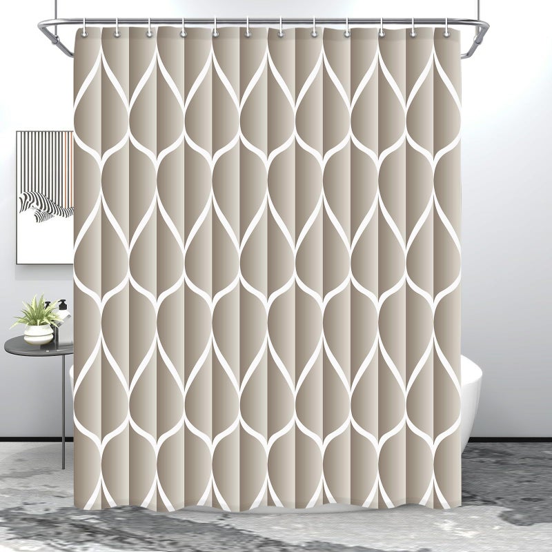 Gelbchu Cream 72 x 72 Inch Shower Curtain  Waterproof Design and Polyester  Quick-Drying  Heavy Duty Shower Curtains Set for Bathroom  Machine Washable with 12 Plastic Hooks - Image 1